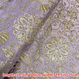 Broccato Jacquard Tessuto Panno Arazzo Damascato Fiore Fai da Te Viola Materiale Artigianato - Foto 1 di 6