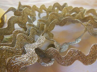 Galon ancien serpentine argenté large vintage Gris métallisé 2 mètres A2 - Photo 1/4