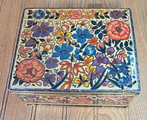 Vintage Case Manufacturing Co. England FLORAL Paisley Empty Advertising Box Tin - Picture 1 of 8