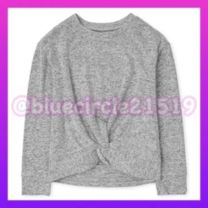 The Children's Place Gray Crew Neck Sweater Top Twist Front Long Sleeve Lg 10/12 - Picture 1 of 7