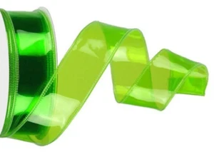 Cinta de gelatina verde 1,5" por 2 yardas PVC con cable borde de cinta corona acento Navidad - Imagen 1 de 2