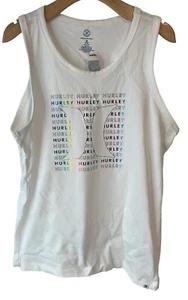 Hurley Tank Top Mens Medium White T-Shirt Gym Muscle Sport Fitness Workout Top - Picture 1 of 10