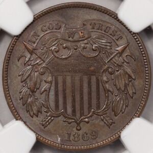 1869 Two Cent Piece NGC MS-62BN