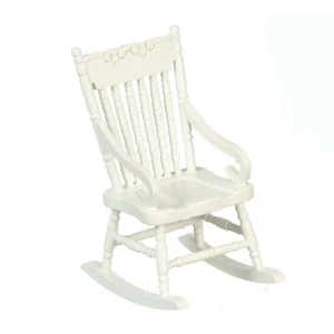 Dolls House White Wooden Rocking Chair Rocker Miniature 1:12 Scale Furniture - Picture 1 of 8