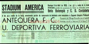 CARTEL DE FUTBOL 1933 BETIS - CORDOBETA - ANTEQUERA - DEP. FERROVIARIA 315x143mm - Imagen 1 de 7