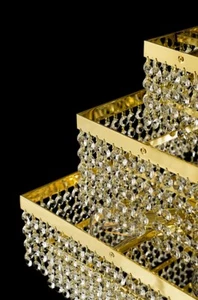 Squarely chandelier with nice ornaments and real crystals. Gold or Silver - Picture 1 of 5