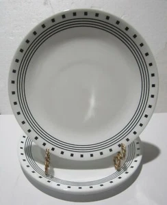 6 Corelle Black & White City Block 10.25" Dinner Plates boxes lines corning - Picture 1 of 3