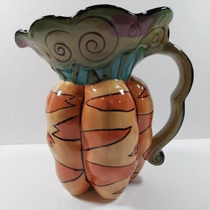 Blue Sky Clayworks Carrot Bunch Ceramic Pitcher Cartoon Look - Picture 1 of 10