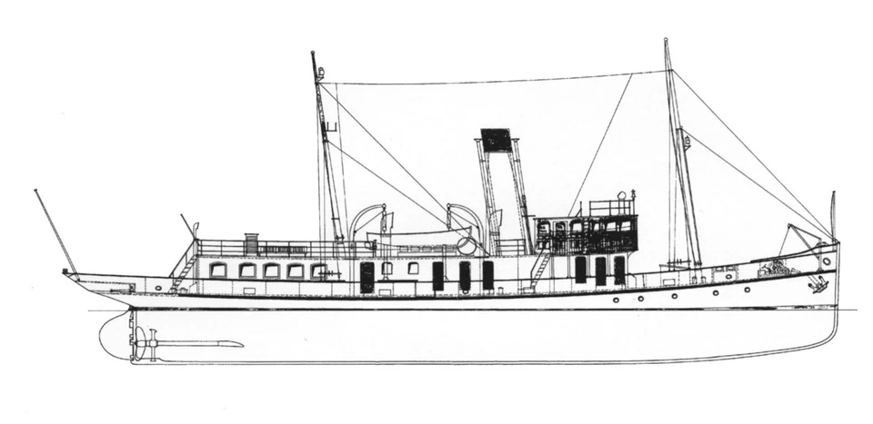 SCHAARHÖRN, Peildampfer 1907. Modellbauplan RC - Bild 1 von 4