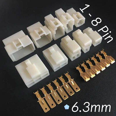 6.3mm 1/2/3/4-8 Way Pin Mini Connector Plug And Socket Kits Motorcycle Car Auto - Image 1 of 4