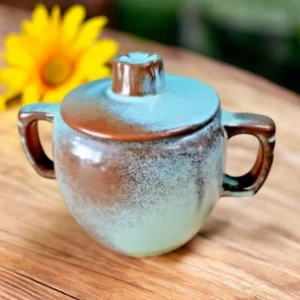 Frankoma Prairie grün Zuckerdose zwei Griffe mit Deckel 4,5" Vintage Keramik - Bild 1 von 9