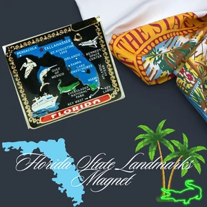 Florida State Landmarks Collectible Magnet Brass Travel Souvenir - Picture 1 of 2