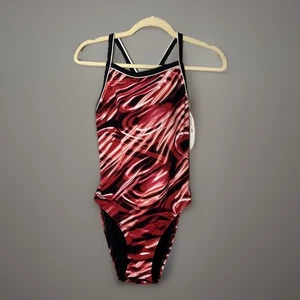 Finis Swimsuit Size 34 One Piece Aqua Tuff Red Black Bladeblack Team Triathalon - Picture 1 of 10
