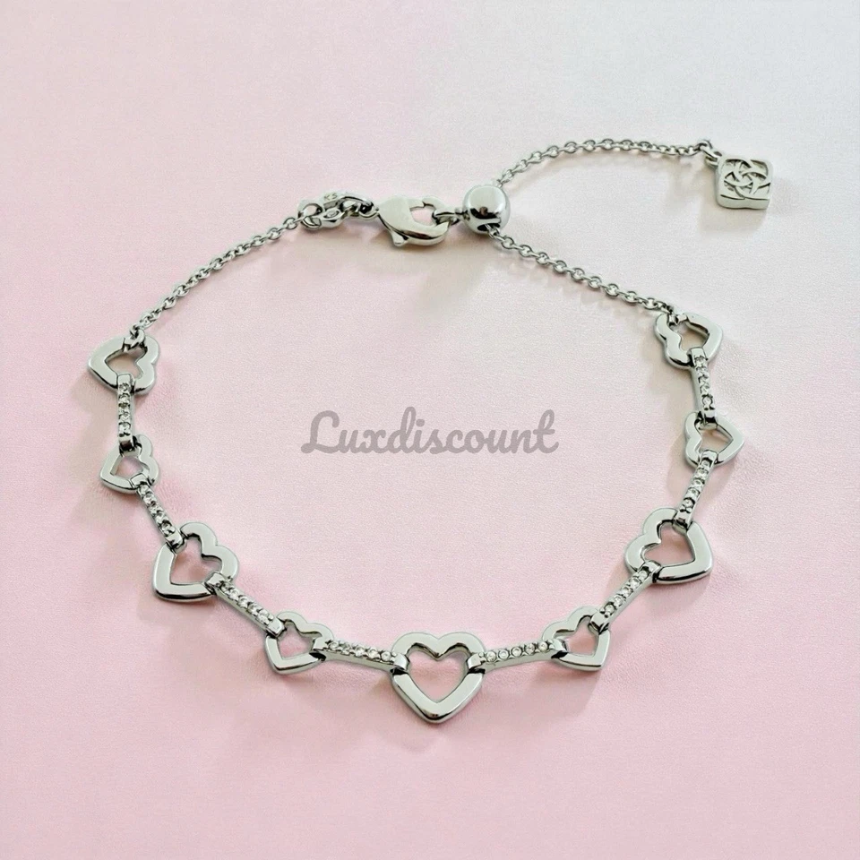 Pulsera Kendra Scott Haisley Corazón Plata Delicada Cadena en Circonita Blanca Foto 1 de 4