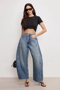 Good American / Good Extreme Barrel Jeans Gr. 12 / 31 Indigo Damen Neu - Bild 1 von 8