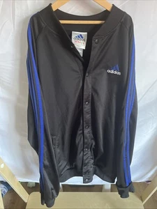 Trainingsjacke Herren Vintage 90er Adidas blau drei Streifen Knopfleiste Größe XXL TALL - Bild 1 von 6