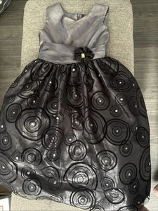 Jayne Copeland Girl’s Size 8 Black Silver Formal Fancy Dance Holiday Dress - Picture 1 of 19