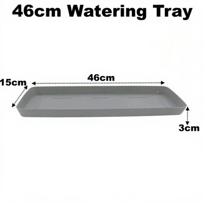 Stone Grey 46cm Watering Trays Windowsill Drip Tray Saucer For Plant Pot Seeds - Image 1 of 4