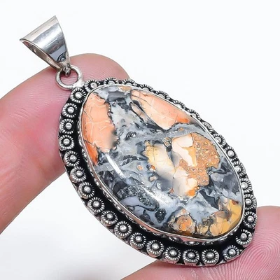 Ciondolo pietra preziosa forma ovale mookaite brecciata gioielli fatti a mano... - Immagine 1 di 4