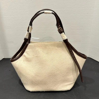 Bolso de Mano LOFT de Lona con Hebilla Marrón Correa Borde Mediano Foto 1 de 4