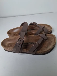 Birkenstock Mayari 38 Mocha Sandals Birko Flor Thong Leather Women's Size 7 - Picture 1 of 12