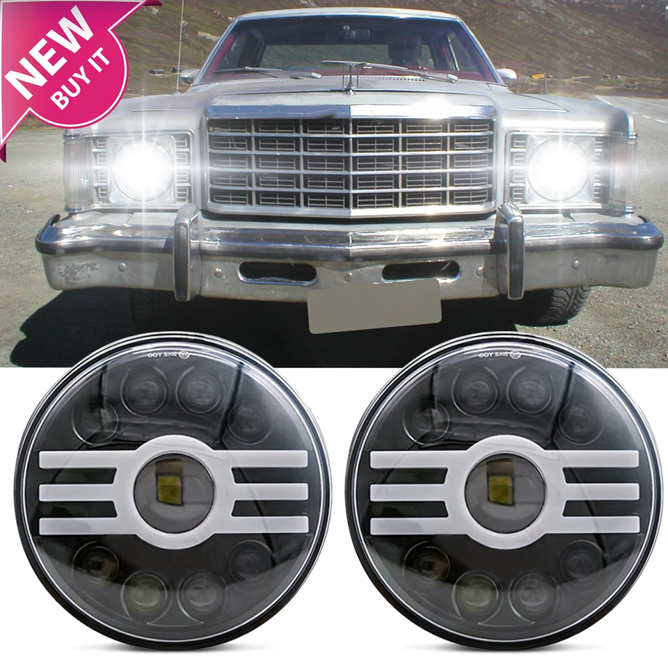 Faros LED redondos de 7 pulgadas para Ford Granada 1975 1976 1977 haz alto Foto 1 de 4
