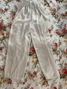 Designer SILK Sleep Lounge Pants Drawstring Women's LARGE White Mark Travers - Picture 1 of 10