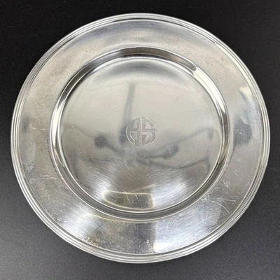 Antique Wallace RW&S 925 Sterling Silver Art Deco AS Monogram Plate Dish 88g - Image 1 of 4