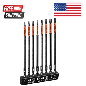 6 Inch Long Torx Bit Set 8-Pack, Impact Torx Bits (T8 to T40), Magnetic Security - Picture 1 of 5
