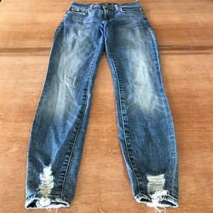 7 For All Mankind The Ankle Skinny Jeans Women 24 Blue Mid Rise Distressed - Picture 1 of 14