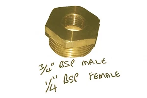 3/4 INCH BSP Male to 1/4 INCH BSP Female Adapter Hex Bushing Water Air Fuel Gas - Picture 1 of 2
