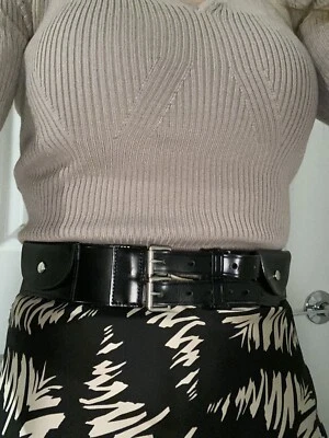 BURBERRY Cinturón Doble Hebilla Cuero Negro con Bolsillos Talla 1 S/M Foto 1 de 4