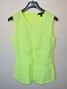 J. Blusa Camisa Camisa Top Sin Mangas Pin Tuck Cintura Fruncida Amarilla Crew Neón XXS - Imagen 1 de 5