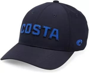 Costa Del Mar Neoprene Navy Blue Text Adjustable Hat Cap Brand New With Tags - Picture 1 of 2