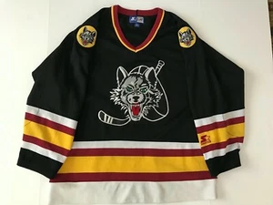 RARE Authentic Vintage Starter CHICAGO WOLVES IHL AHL SEWN PATCHES HOCKEY JERSEY - Picture 1 of 5