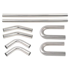 DIY Stainless Steel Exhaust Pipe Kit 4" Universal Straight U-Bend 8pcs 45degree - Picture 1 of 7