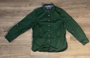 Tommy Hilfiger Long Sleeve Button Up Dress Shirt Mens XL Green Polka Dots Gold - Picture 1 of 17