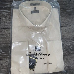 GIORGIO FERRARO MENS DRESS SHIRTS - BEIGE NWT 17 1/2 36-37 Button Cuff - Picture 1 of 5