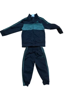 KIDS UNISEX BOYS GIRL BLACK & GREEN ADIDAS TRACKSUIT SET SIZE 24MONTHS/ 2YO - Picture 1 of 4