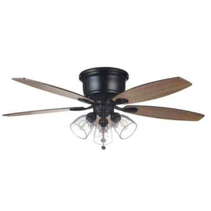 Hampton Bay Stoneridge 52" LED Matte Black Hugger Ceiling Fan w/Light & 5 Blades - Picture 1 of 15