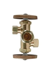 BrassCraft 5/8 In. C X 3/8 In. OD X 3/8 In. OD Rough Brass Dual Outlet Valve - Picture 1 of 4
