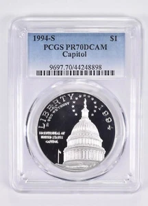 1994-S PR70 Capitol Bicentennial Commemorative Dollar PCGS Blue Label - Picture 1 of 5