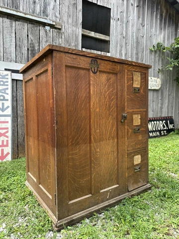 1930s Bonnet Co Cabinet Apothecary Industrial Multi Drawer Quarter Sawn Oak Cover
