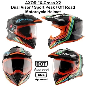 Casco de motocicleta Axor "X-Cross X2" doble visera todo terreno aprobado por DOT y ECE - Imagen 1 de 15