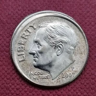 2007 P Roosevelt Dime 10c MINT ERROR - OFF CENTER #43718 - Image 1 of 2