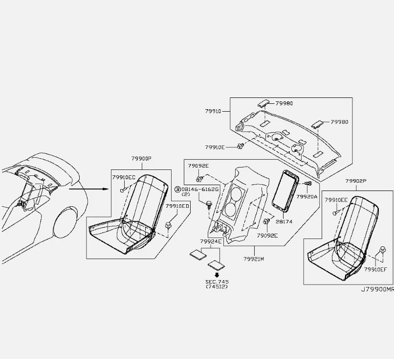 NISSAN Genuine R35 GT-R Rear Center Grille speaker covers BOSE 28176-JF70A - Image 1 of 1