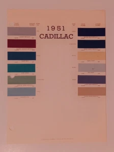 1951 Cadillac Paint Chip Chart - Must See !! - Series 60 61 62 75 Fleetwood - Picture 1 of 1
