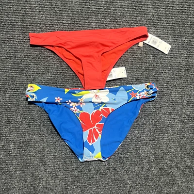 Parte inferior de bikini Roxy para mujer XL rojo azul lote de dos trajes de baño cobertura moderada completa Foto 1 de 4