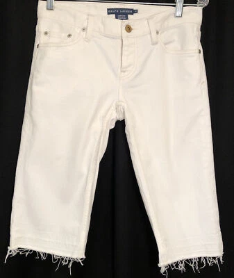 Ralph Lauren Women's Blue Label Thompson 650 White Crop Frayed Hem Pant Beach 26 - Image 1 of 4