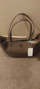 Tory Burch Silver Maple McGraw Pebbled Leather Tote Bag, NWT - Picture 1 of 4